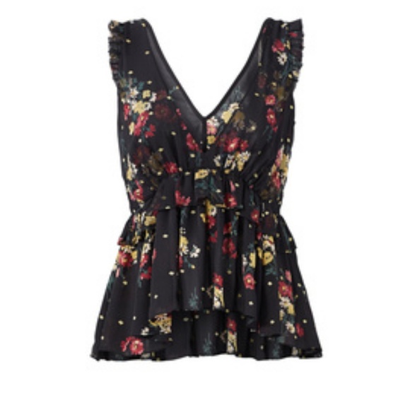 Cinq à Sept Black Floral Luna Top nwt - Picture 2 of 2